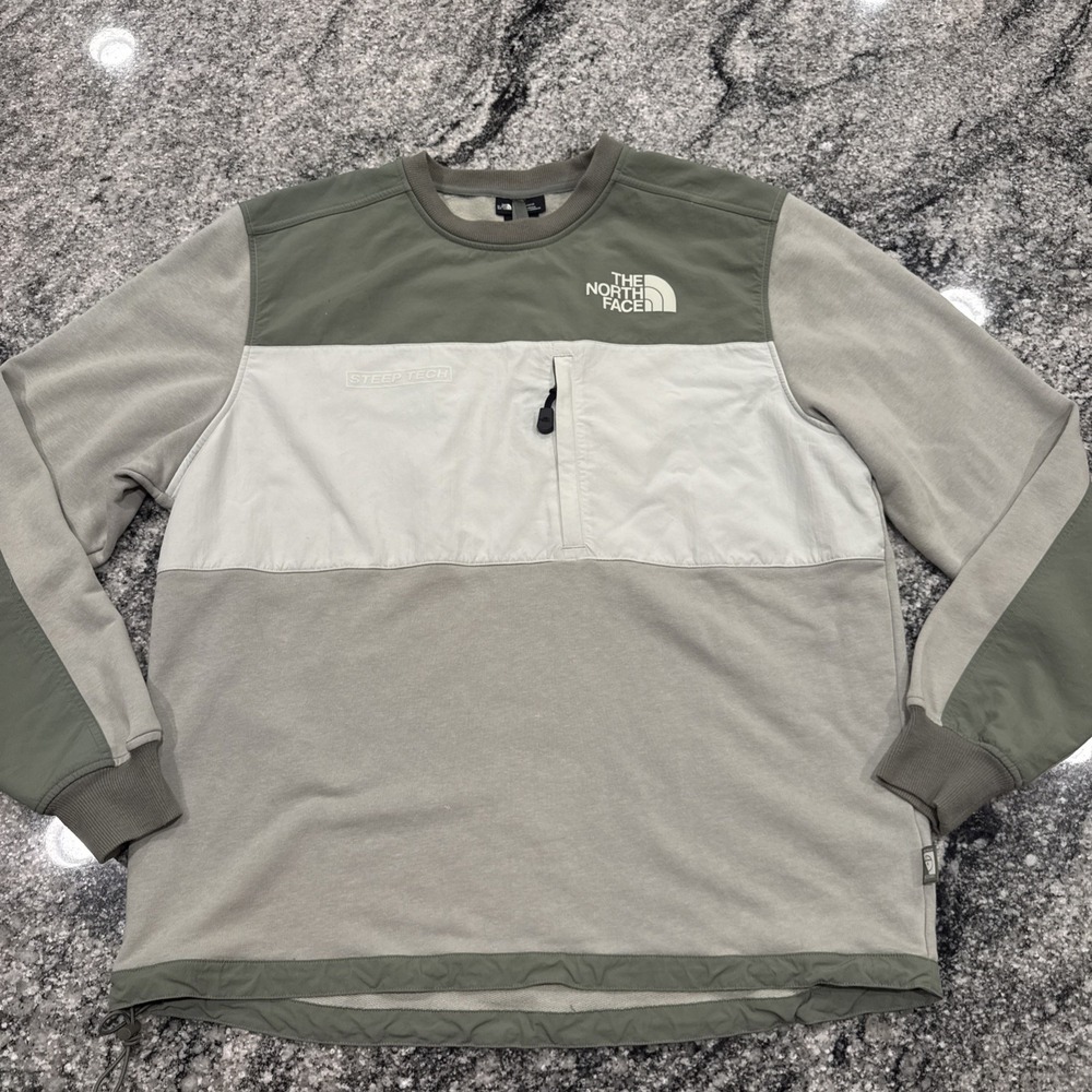 The North Face Jacket Mens Medium Green Olive Steep Tech Full Zip Sweater #130
